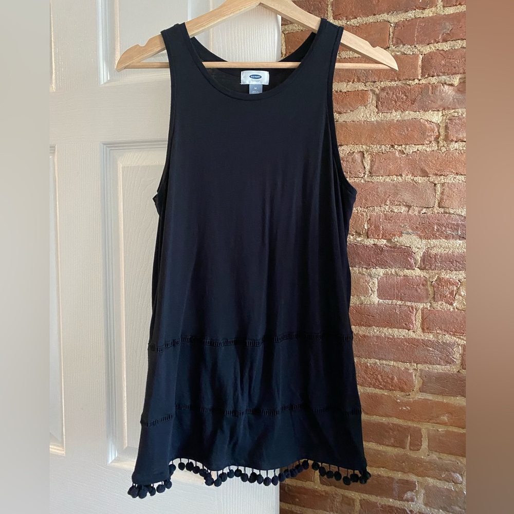 Old Navy High Neck Cut Out Pom Pom Trim Tank
